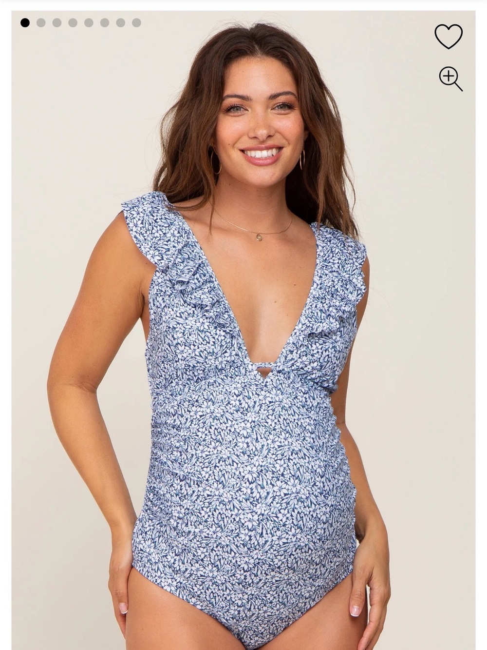 Pinkblush Maternity Blue Floral Ruffled V-Neck swimsuit